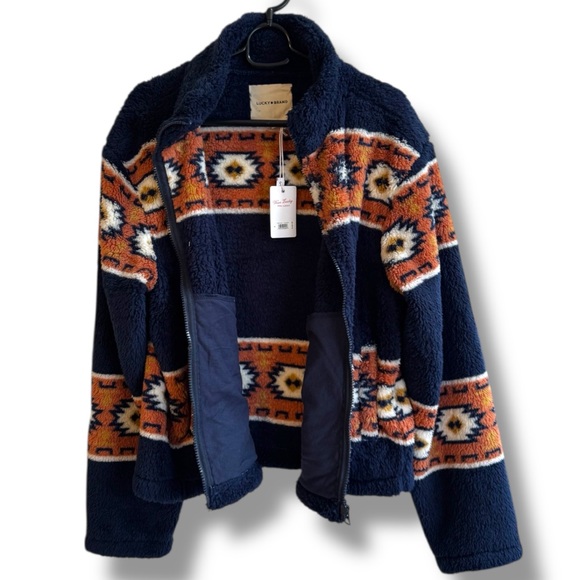 Lucky Brand Womens Small Southwestern Patterned Fleece Jacket Retails $169 - Picture 4 of 9
